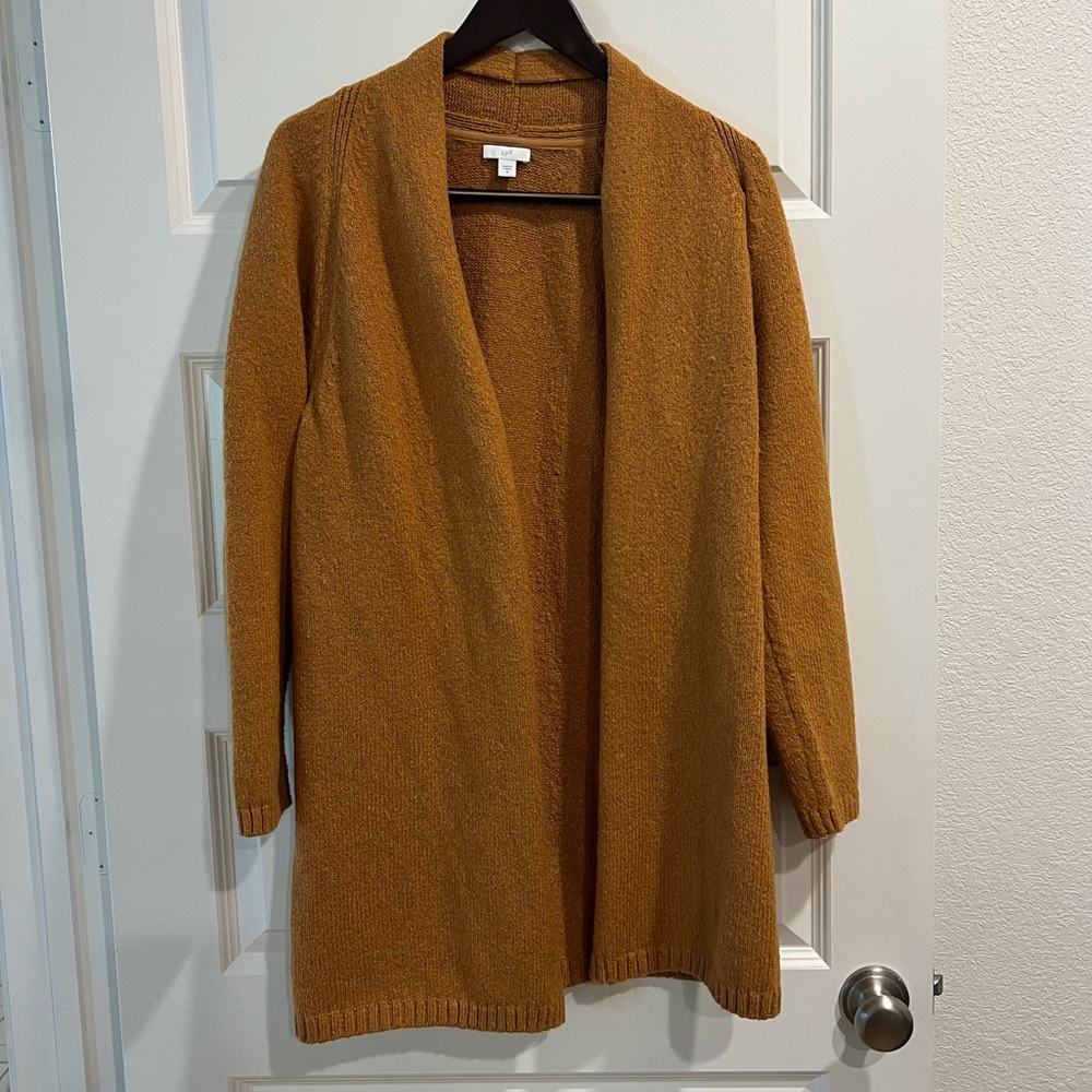 J Jill Mustard Open Front Sweater